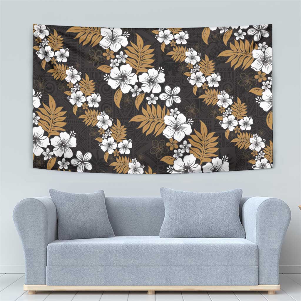 Hawaiian Hibiscus Tribal Floral Brown Tapestry Polynesian Tapa Pattern LT01 - Polynesian Pride