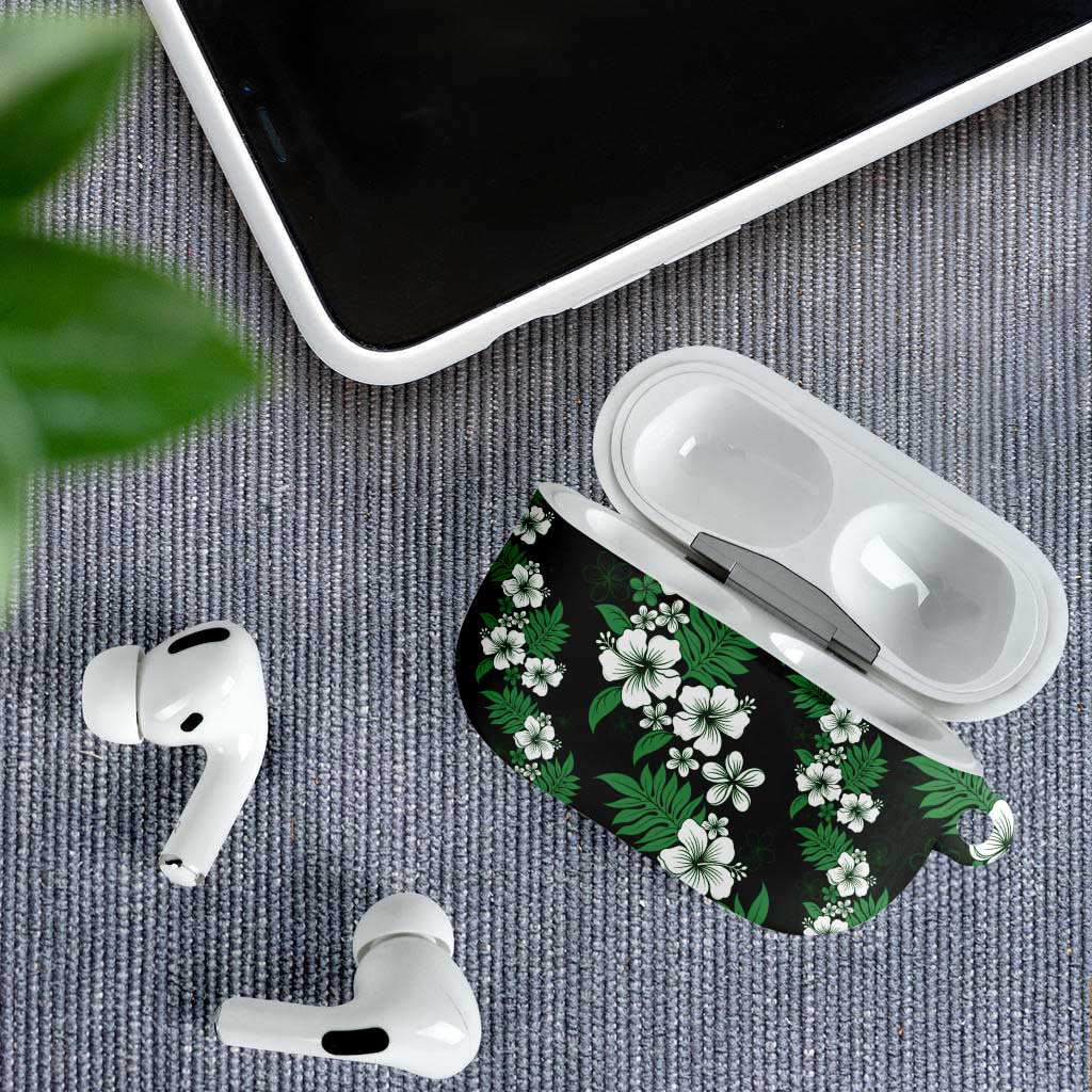 Hawaiian Hibiscus Tribal Floral Green AirPods Case Polynesian Tapa Pattern - Polynesian Pride
