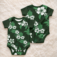 Hawaiian Hibiscus Tribal Floral Green Baby Onesie Polynesian Tapa Pattern