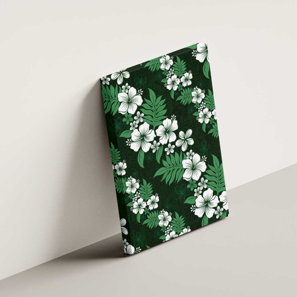 Hawaiian Hibiscus Tribal Floral Green Canvas Wall Art Polynesian Tapa Pattern - Polynesian Pride