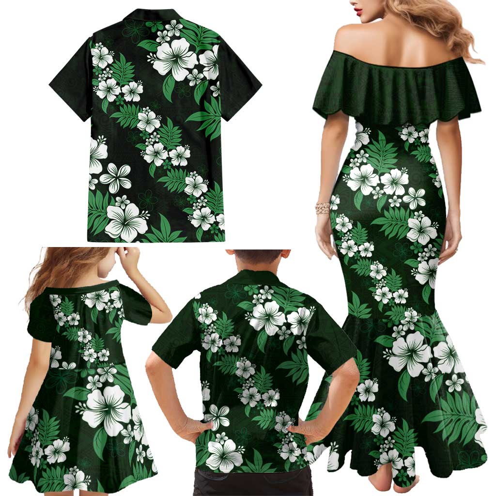 Hawaiian Hibiscus Tribal Floral Green Family Matching Mermaid Dress and Hawaiian Shirt Polynesian Tapa Pattern LT01 - Polynesian Pride