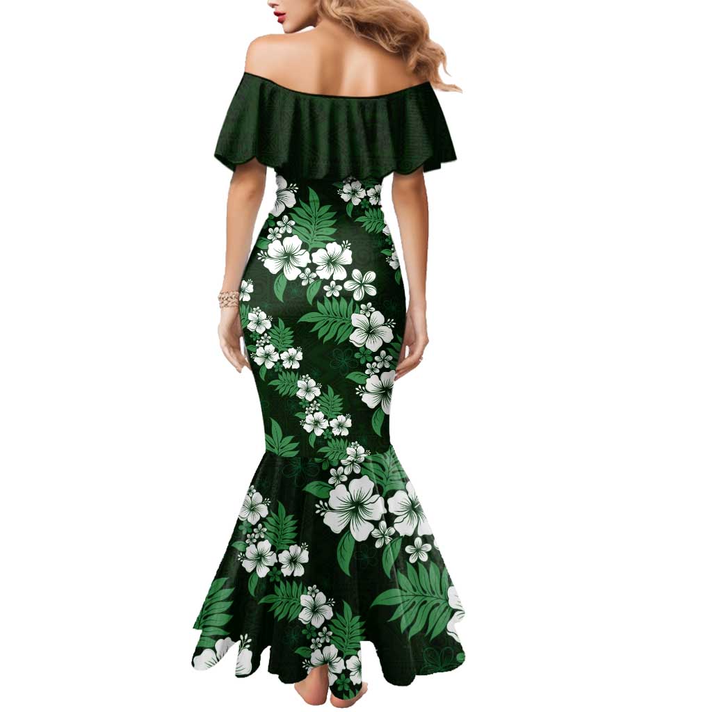 Hawaiian Hibiscus Tribal Floral Green Family Matching Mermaid Dress and Hawaiian Shirt Polynesian Tapa Pattern LT01 - Polynesian Pride