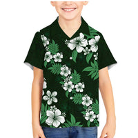 Hawaiian Hibiscus Tribal Floral Green Family Matching Mermaid Dress and Hawaiian Shirt Polynesian Tapa Pattern LT01 Son's Shirt Green - Polynesian Pride