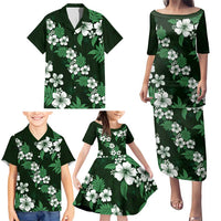 Hawaiian Hibiscus Tribal Floral Green Family Matching Puletasi and Hawaiian Shirt Polynesian Tapa Pattern LT01 - Polynesian Pride