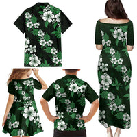 Hawaiian Hibiscus Tribal Floral Green Family Matching Puletasi and Hawaiian Shirt Polynesian Tapa Pattern LT01 - Polynesian Pride