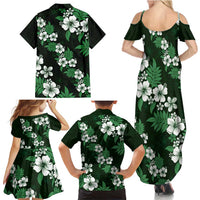 Hawaiian Hibiscus Tribal Floral Green Family Matching Summer Maxi Dress and Hawaiian Shirt Polynesian Tapa Pattern LT01 - Polynesian Pride