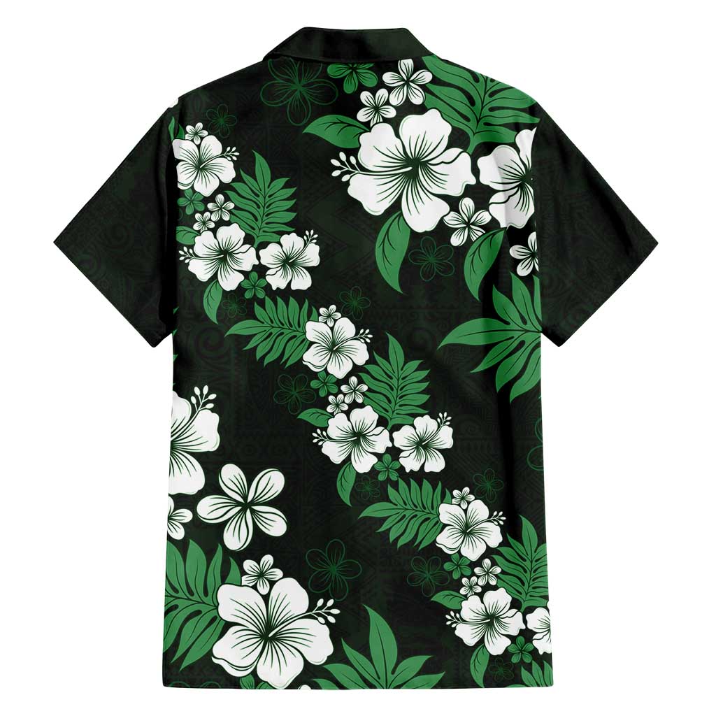 Hawaiian Hibiscus Tribal Floral Green Family Matching Summer Maxi Dress and Hawaiian Shirt Polynesian Tapa Pattern LT01 - Polynesian Pride