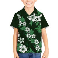 Hawaiian Hibiscus Tribal Floral Green Kid Hawaiian Shirt Polynesian Tapa Pattern LT01 Kid Green - Polynesian Pride