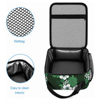 Hawaiian Hibiscus Tribal Floral Green Lunch Bag Polynesian Tapa Pattern
