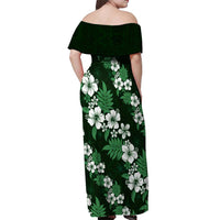 Hawaiian Hibiscus Tribal Floral Green Off Shoulder Maxi Dress Polynesian Tapa Pattern LT01 - Polynesian Pride
