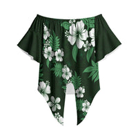 Hawaiian Hibiscus Tribal Floral Green Off Shoulder Wrap Waist Top Polynesian Tapa Pattern LT01 Green - Polynesian Pride