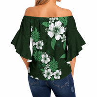 Hawaiian Hibiscus Tribal Floral Green Off Shoulder Wrap Waist Top Polynesian Tapa Pattern LT01 - Polynesian Pride