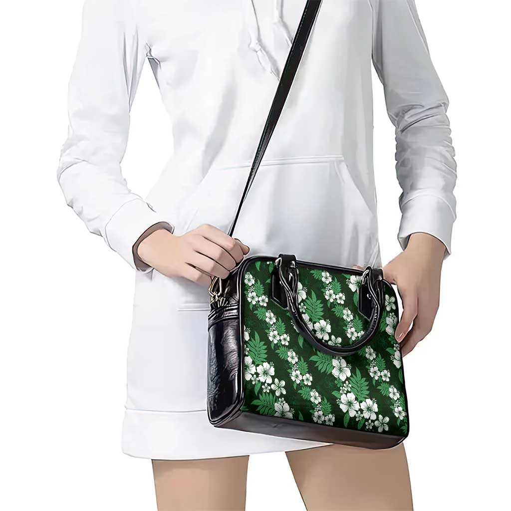 Hawaiian Hibiscus Tribal Floral Green Shoulder Handbag Polynesian Tapa Pattern - Polynesian Pride