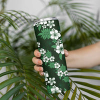 Hawaiian Hibiscus Tribal Floral Green Skinny Tumbler Polynesian Tapa Pattern LT01 - Polynesian Pride