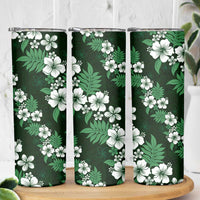 Hawaiian Hibiscus Tribal Floral Green Skinny Tumbler Polynesian Tapa Pattern LT01 - Polynesian Pride