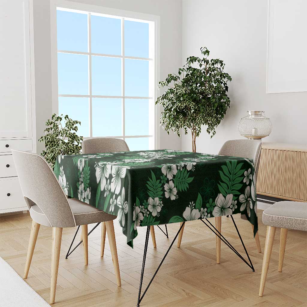 Hawaiian Hibiscus Tribal Floral Green Tablecloth Polynesian Tapa Pattern - Polynesian Pride