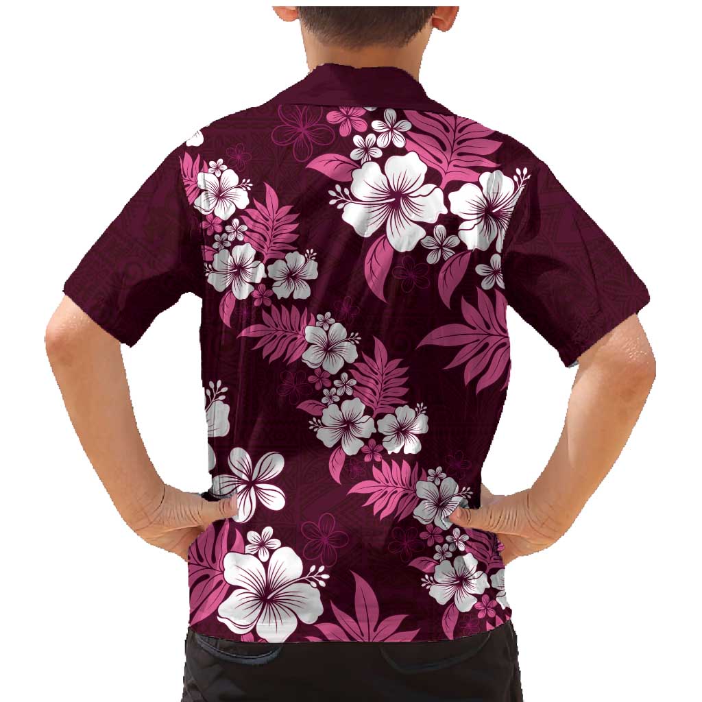 Hawaiian Hibiscus Tribal Floral Pink Family Matching Mermaid Dress and Hawaiian Shirt Polynesian Tapa Pattern LT01 - Polynesian Pride