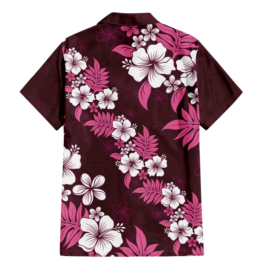 Hawaiian Hibiscus Tribal Floral Pink Family Matching Mermaid Dress and Hawaiian Shirt Polynesian Tapa Pattern LT01 - Polynesian Pride