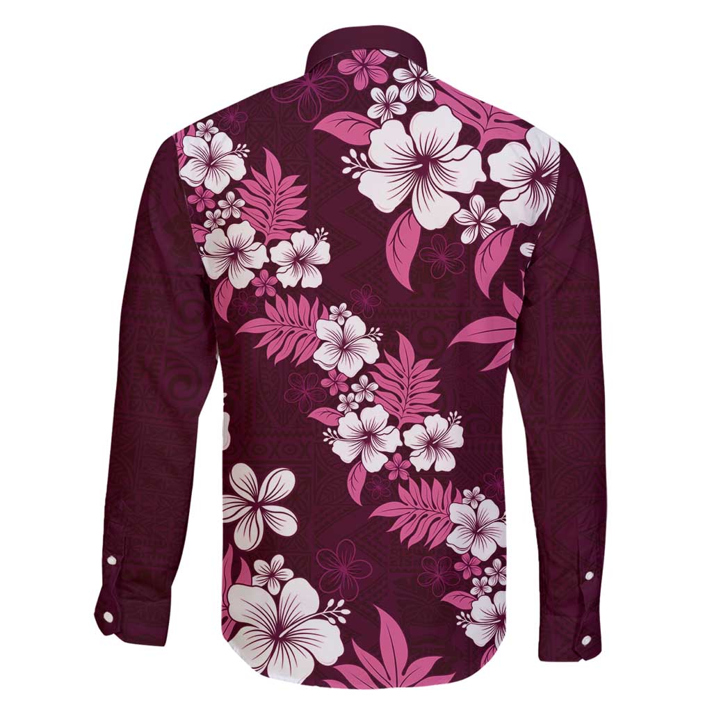 Hawaiian Hibiscus Tribal Floral Pink Family Matching Mermaid Dress and Hawaiian Shirt Polynesian Tapa Pattern LT01 - Polynesian Pride