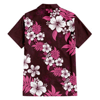 Hawaiian Hibiscus Tribal Floral Pink Family Matching Short Sleeve Bodycon Dress and Hawaiian Shirt Polynesian Tapa Pattern LT01 - Polynesian Pride
