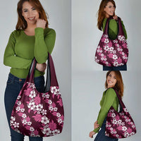 Hawaiian Hibiscus Tribal Floral Pink Grocery Bag Polynesian Tapa Pattern - Polynesian Pride