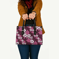 Hawaiian Hibiscus Tribal Floral Pink Leather Bag Polynesian Tapa Pattern - Polynesian Pride