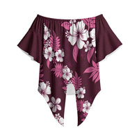 Hawaiian Hibiscus Tribal Floral Pink Off Shoulder Wrap Waist Top Polynesian Tapa Pattern LT01 Pink - Polynesian Pride