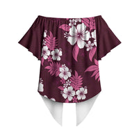 Hawaiian Hibiscus Tribal Floral Pink Off Shoulder Wrap Waist Top Polynesian Tapa Pattern LT01 - Polynesian Pride