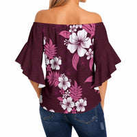 Hawaiian Hibiscus Tribal Floral Pink Off Shoulder Wrap Waist Top Polynesian Tapa Pattern LT01 - Polynesian Pride