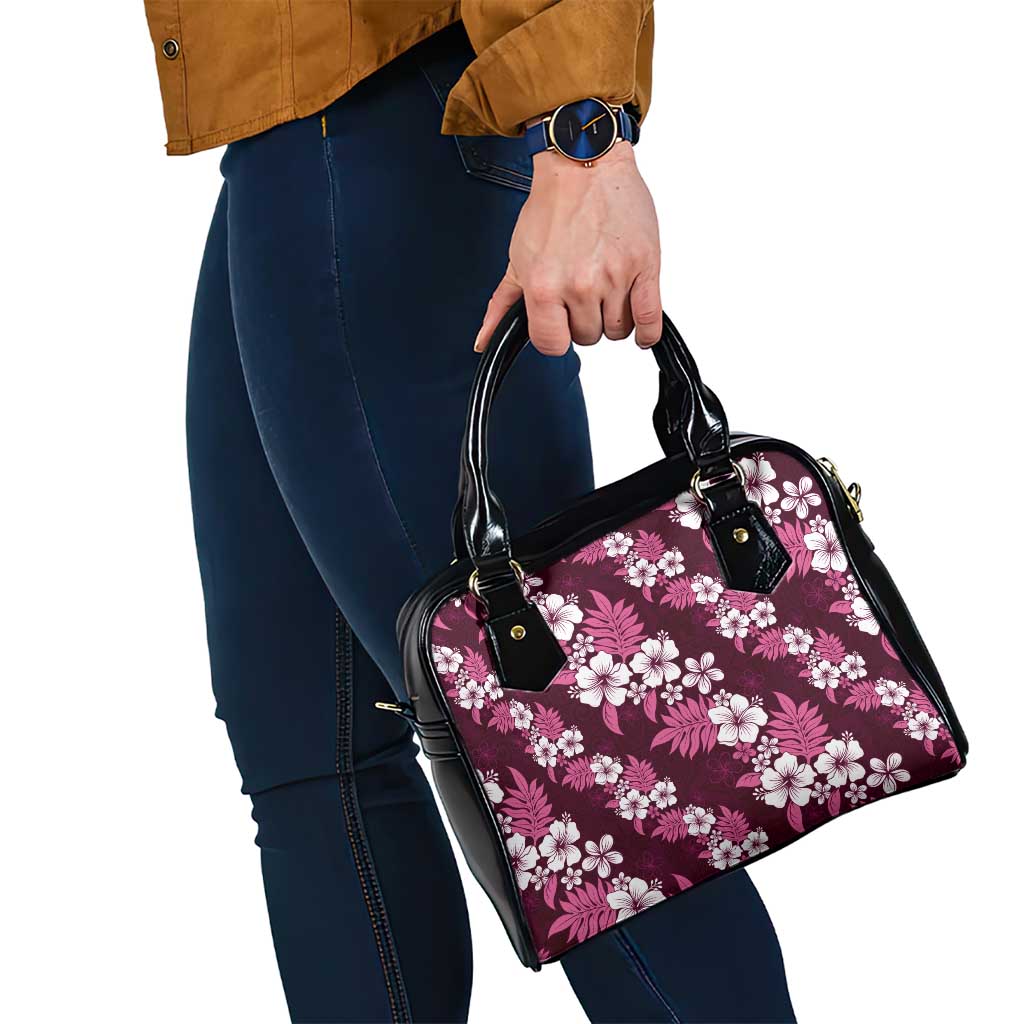 Hawaiian Hibiscus Tribal Floral Pink Shoulder Handbag Polynesian Tapa Pattern - Polynesian Pride
