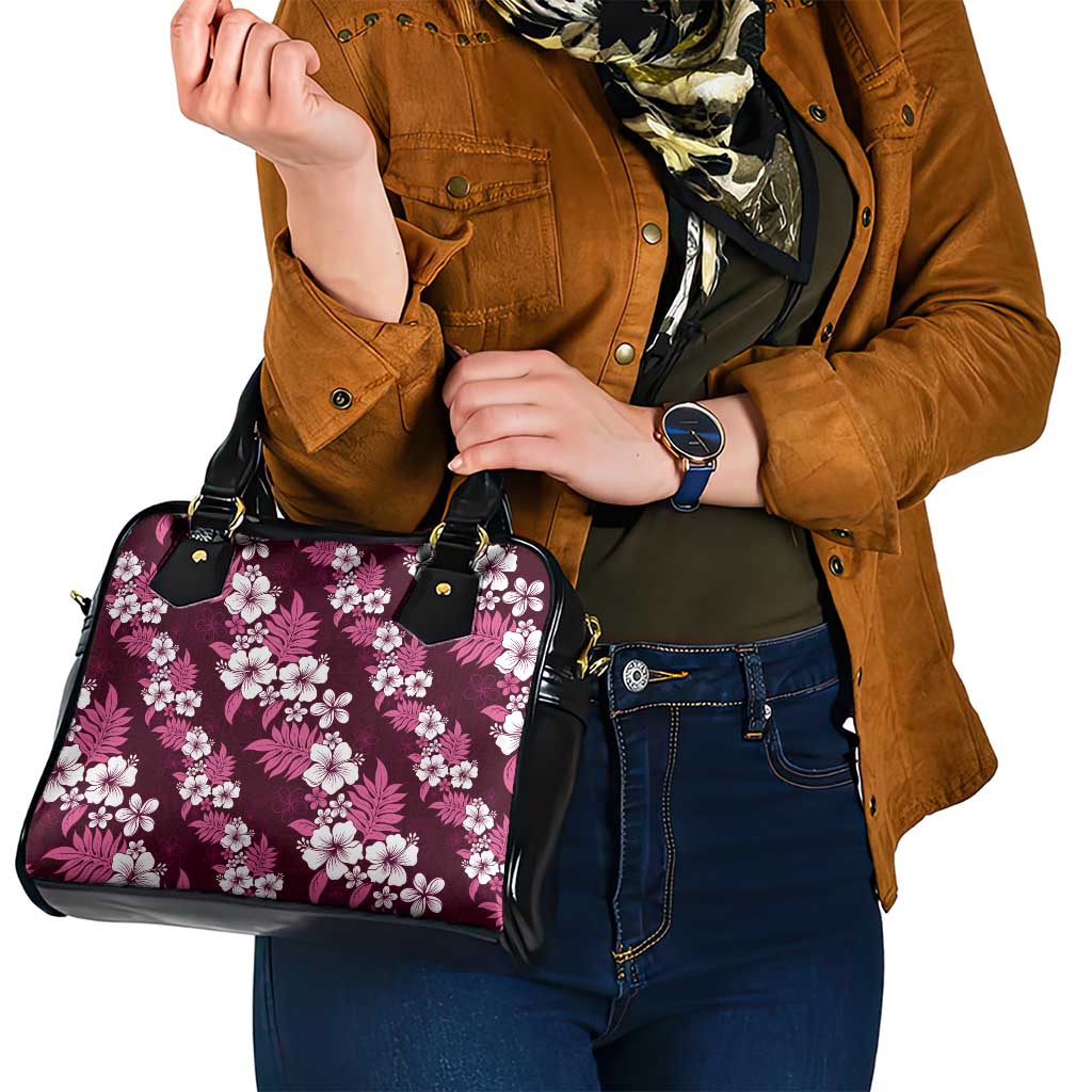 Hawaiian Hibiscus Tribal Floral Pink Shoulder Handbag Polynesian Tapa Pattern - Polynesian Pride