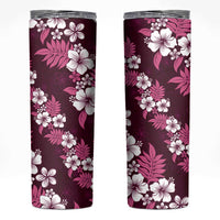 Hawaiian Hibiscus Tribal Floral Pink Skinny Tumbler Polynesian Tapa Pattern LT01 Pink - Polynesian Pride