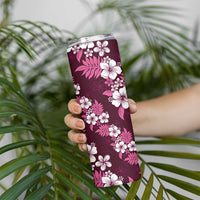 Hawaiian Hibiscus Tribal Floral Pink Skinny Tumbler Polynesian Tapa Pattern LT01 - Polynesian Pride