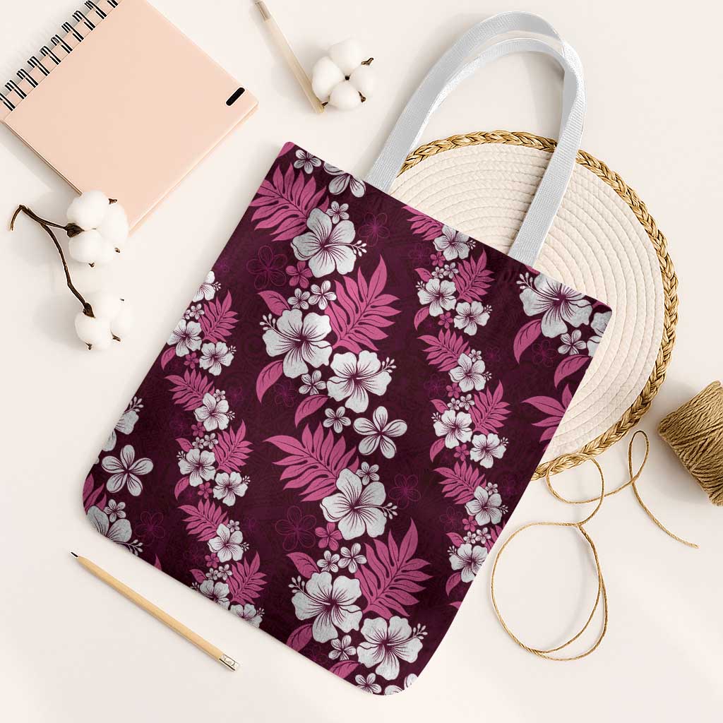 Hawaiian Hibiscus Tribal Floral Pink Tote Bag Polynesian Tapa Pattern - Polynesian Pride