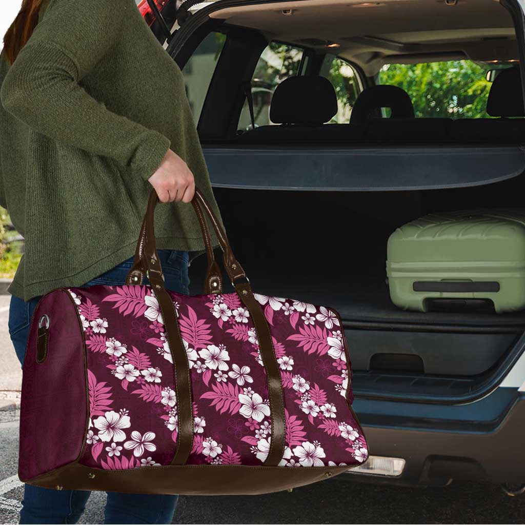 Hawaiian Hibiscus Tribal Floral Pink Travel Bag Polynesian Tapa Pattern - Polynesian Pride