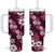 Hawaiian Hibiscus Tribal Floral Pink Tumbler With Handle Polynesian Tapa Pattern - Polynesian Pride