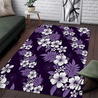 Hawaiian Hibiscus Tribal Floral Purple Area Rug Polynesian Tapa Pattern LT01 Purple - Polynesian Pride