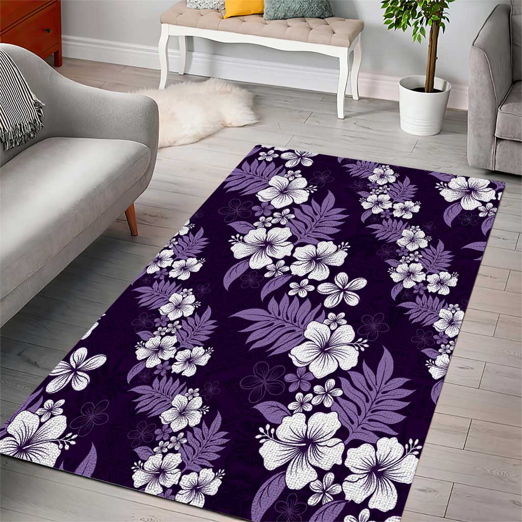 Hawaiian Hibiscus Tribal Floral Purple Area Rug Polynesian Tapa Pattern LT01 - Polynesian Pride
