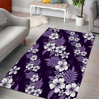 Hawaiian Hibiscus Tribal Floral Purple Area Rug Polynesian Tapa Pattern LT01 - Polynesian Pride