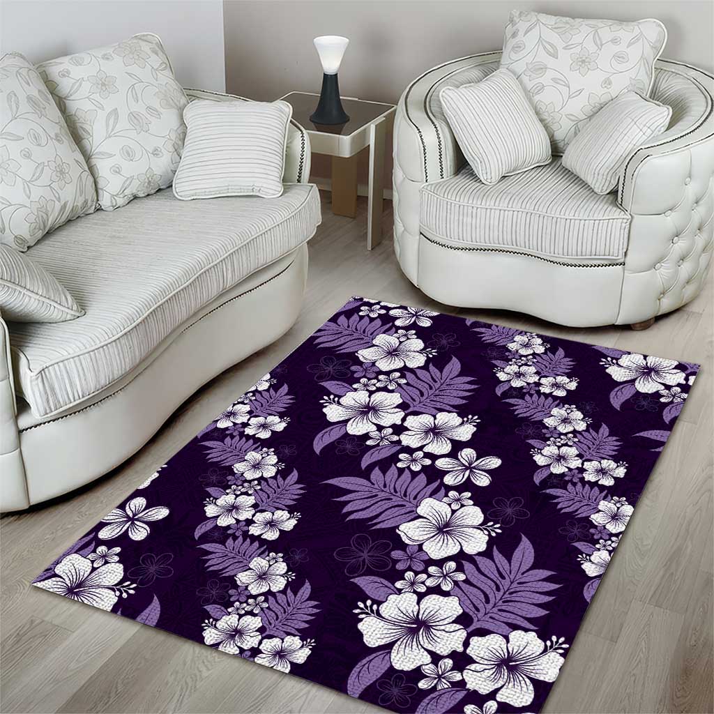 Hawaiian Hibiscus Tribal Floral Purple Area Rug Polynesian Tapa Pattern LT01 - Polynesian Pride
