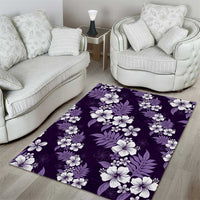 Hawaiian Hibiscus Tribal Floral Purple Area Rug Polynesian Tapa Pattern LT01 - Polynesian Pride