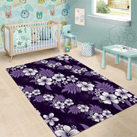 Hawaiian Hibiscus Tribal Floral Purple Area Rug Polynesian Tapa Pattern LT01 - Polynesian Pride