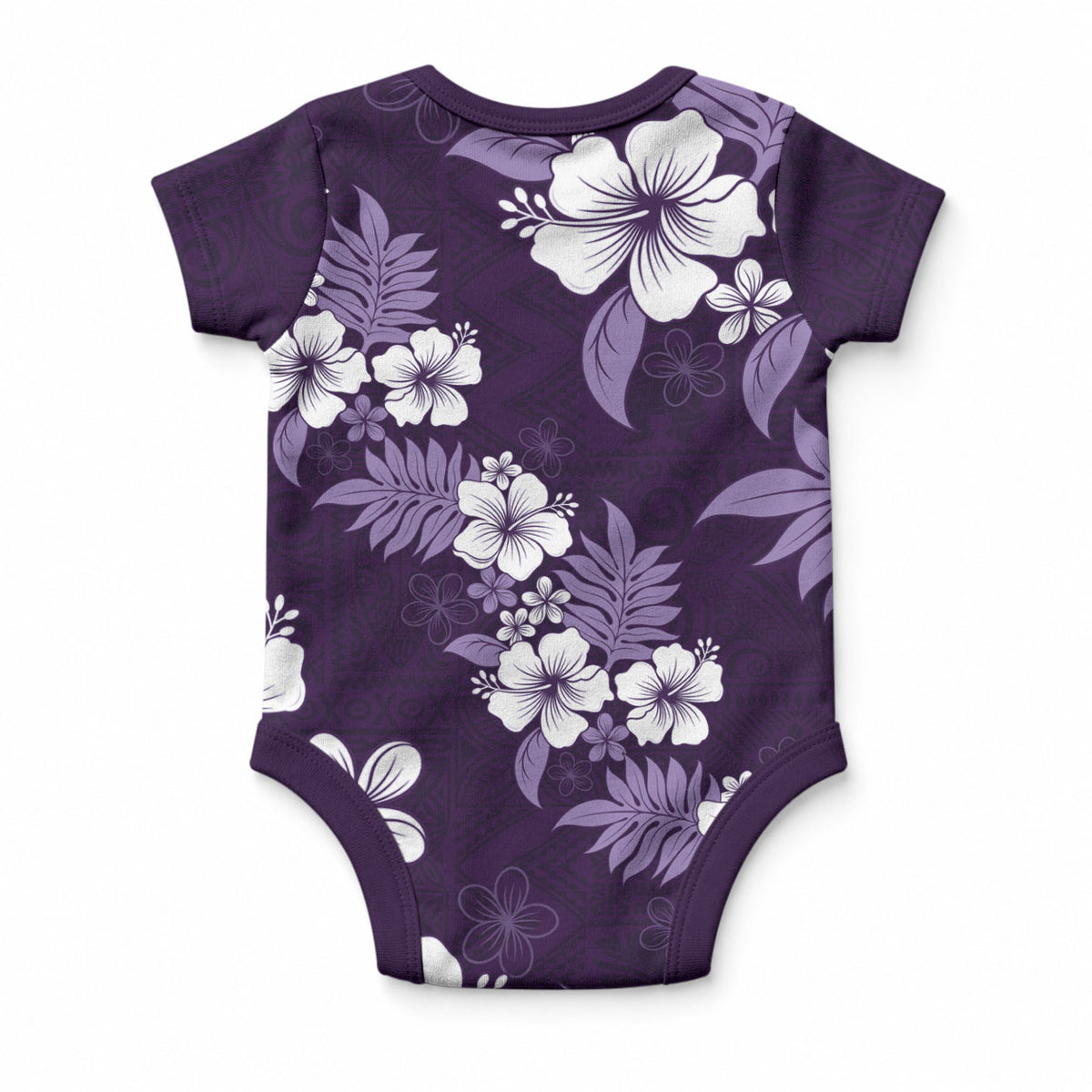 Hawaiian Hibiscus Tribal Floral Purple Baby Onesie Polynesian Tapa Pattern