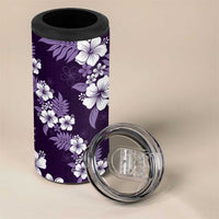 Hawaiian Hibiscus Tribal Floral Purple 4 in 1 Can Cooler Tumbler Polynesian Tapa Pattern LT01 - Polynesian Pride