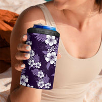 Hawaiian Hibiscus Tribal Floral Purple 4 in 1 Can Cooler Tumbler Polynesian Tapa Pattern LT01 - Polynesian Pride