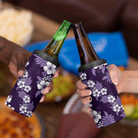 Hawaiian Hibiscus Tribal Floral Purple 4 in 1 Can Cooler Tumbler Polynesian Tapa Pattern LT01 - Polynesian Pride