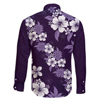 Hawaiian Hibiscus Tribal Floral Purple Family Matching Long Sleeve Bodycon Dress and Hawaiian Shirt Polynesian Tapa Pattern LT01 - Polynesian Pride