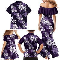 Hawaiian Hibiscus Tribal Floral Purple Family Matching Mermaid Dress and Hawaiian Shirt Polynesian Tapa Pattern LT01 - Polynesian Pride