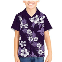 Hawaiian Hibiscus Tribal Floral Purple Family Matching Mermaid Dress and Hawaiian Shirt Polynesian Tapa Pattern LT01 Son's Shirt Purple - Polynesian Pride