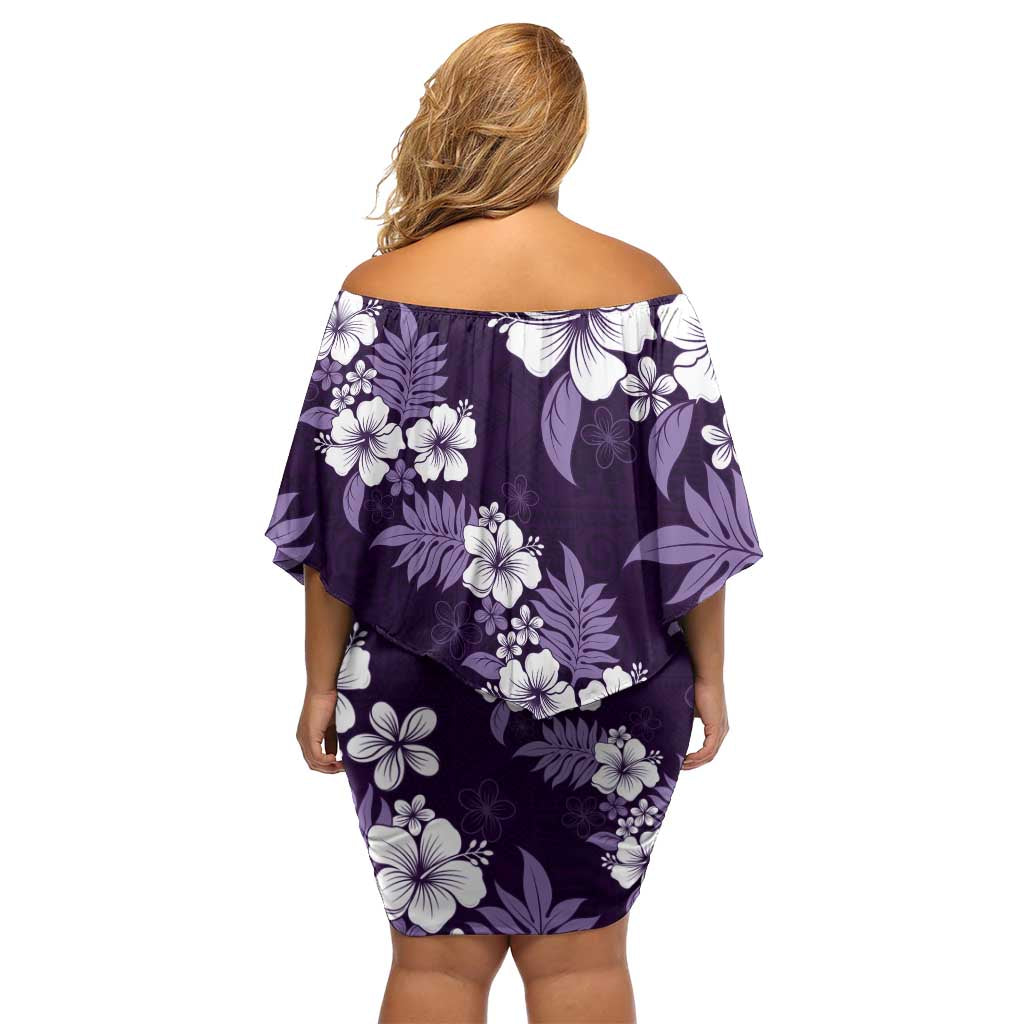 Hawaiian Hibiscus Tribal Floral Purple Family Matching Off Shoulder Short Dress and Hawaiian Shirt Polynesian Tapa Pattern LT01 - Polynesian Pride